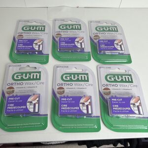 Lot of 6 Sunstar G.U.M. ORTHO Wax + Vitamin E Pre-Cut, Irritation Relief, -L